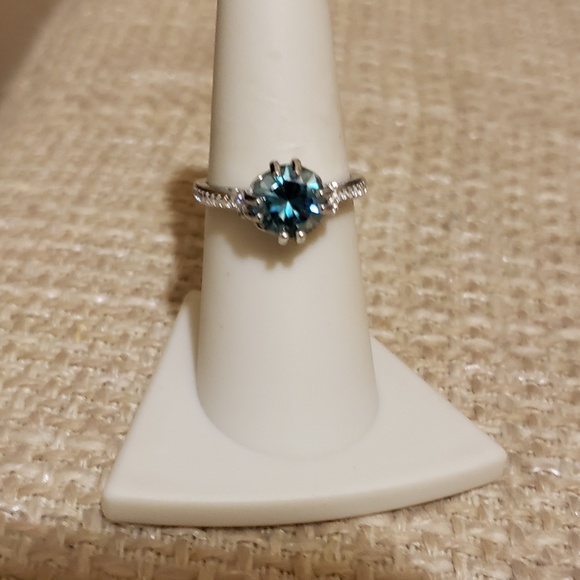 Moissanite Jewelry - 1.85 Carat  Indigo Blue Round Cut Moissanite Ring